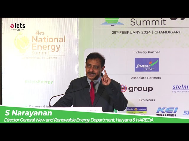 S Narayanan, Director General, New and Renewable Energy Department, Haryana & HAREDA